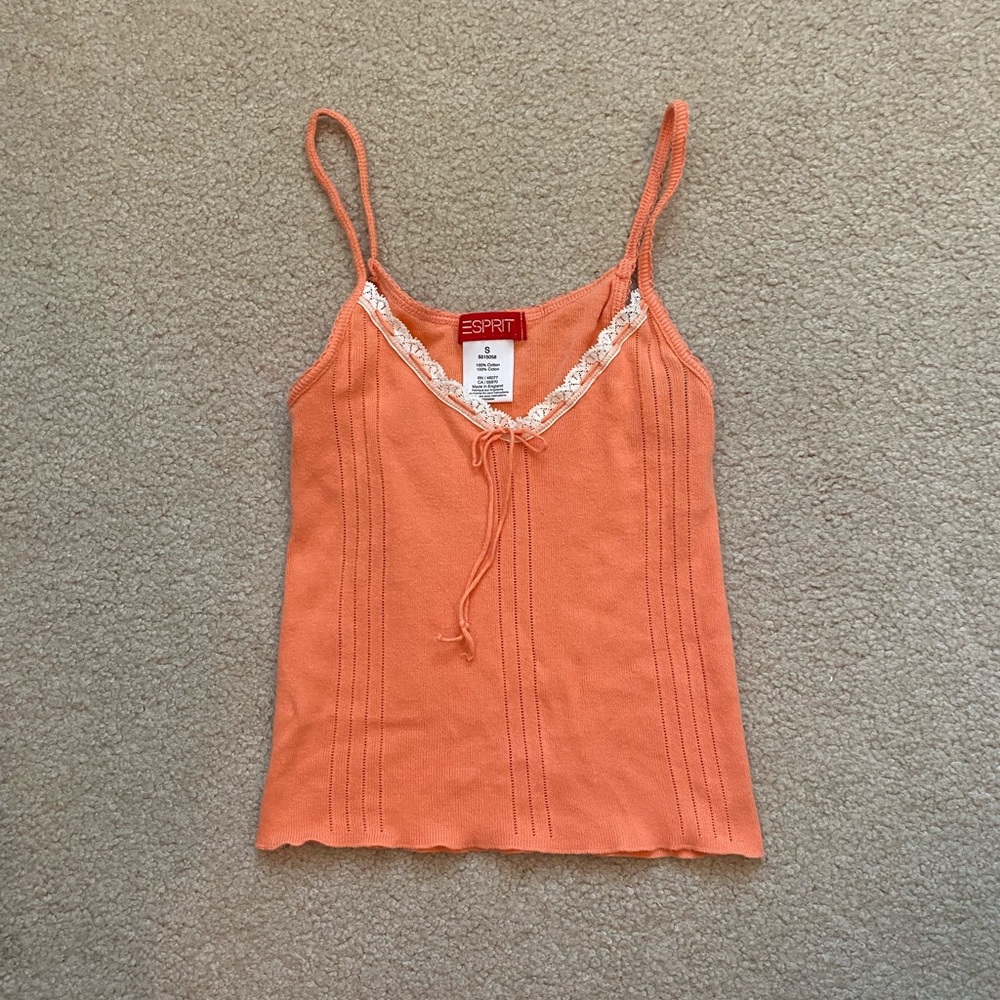 Orange Pink Coral Espirit Tank Top with tiny tie